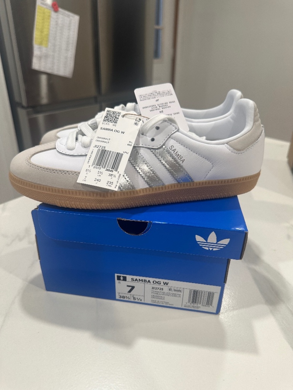 Adidas Samba Women Silver Stripes Size 7